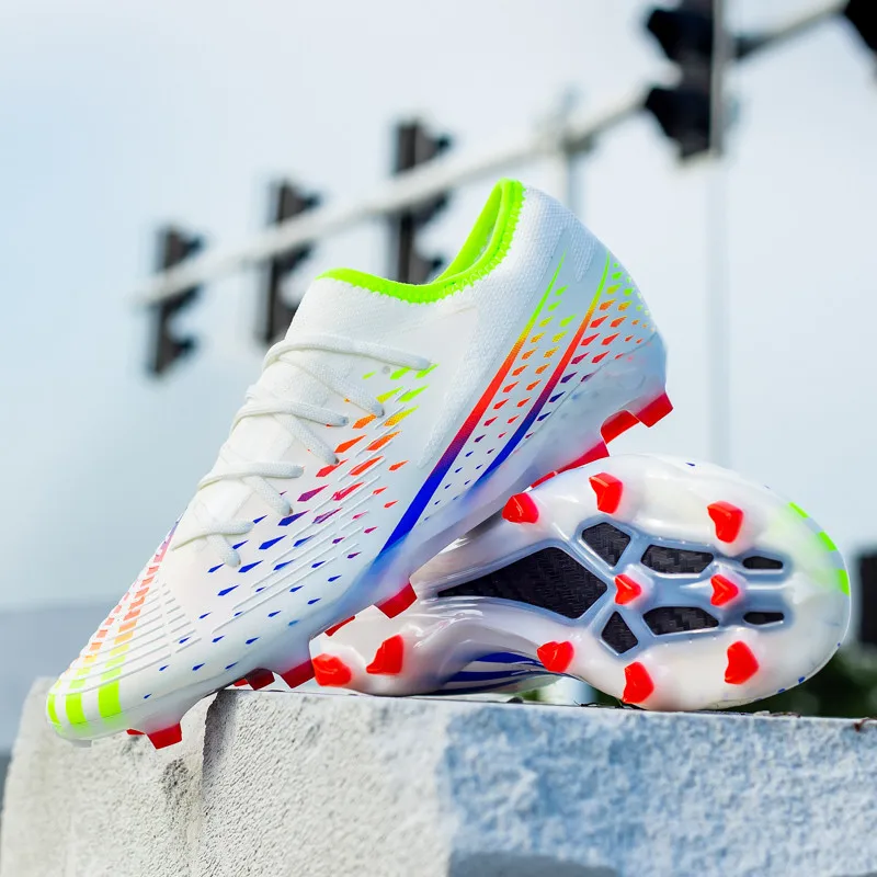 Professional Soccer Shoes Outdoor TF FG Outsole Football Boots Unisex Breathable Non-Slip Low Ankle Futsal
