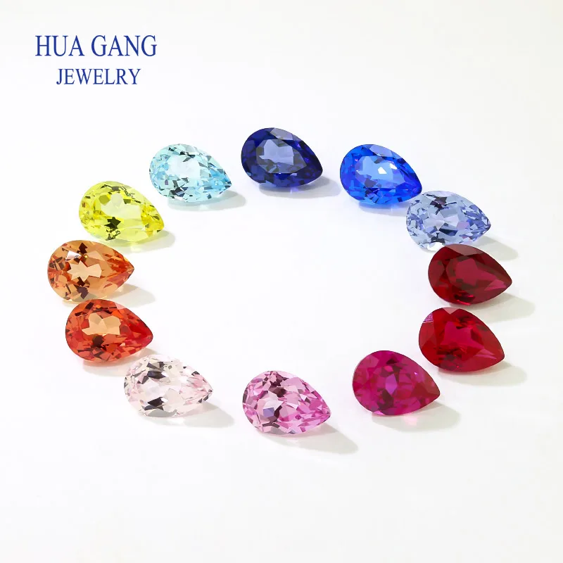 Pear Cultivate gemstones Multiple Colors Sapphire briolette Laboratory grown by Czochralski Loose Gemstones For Jewelry Making
