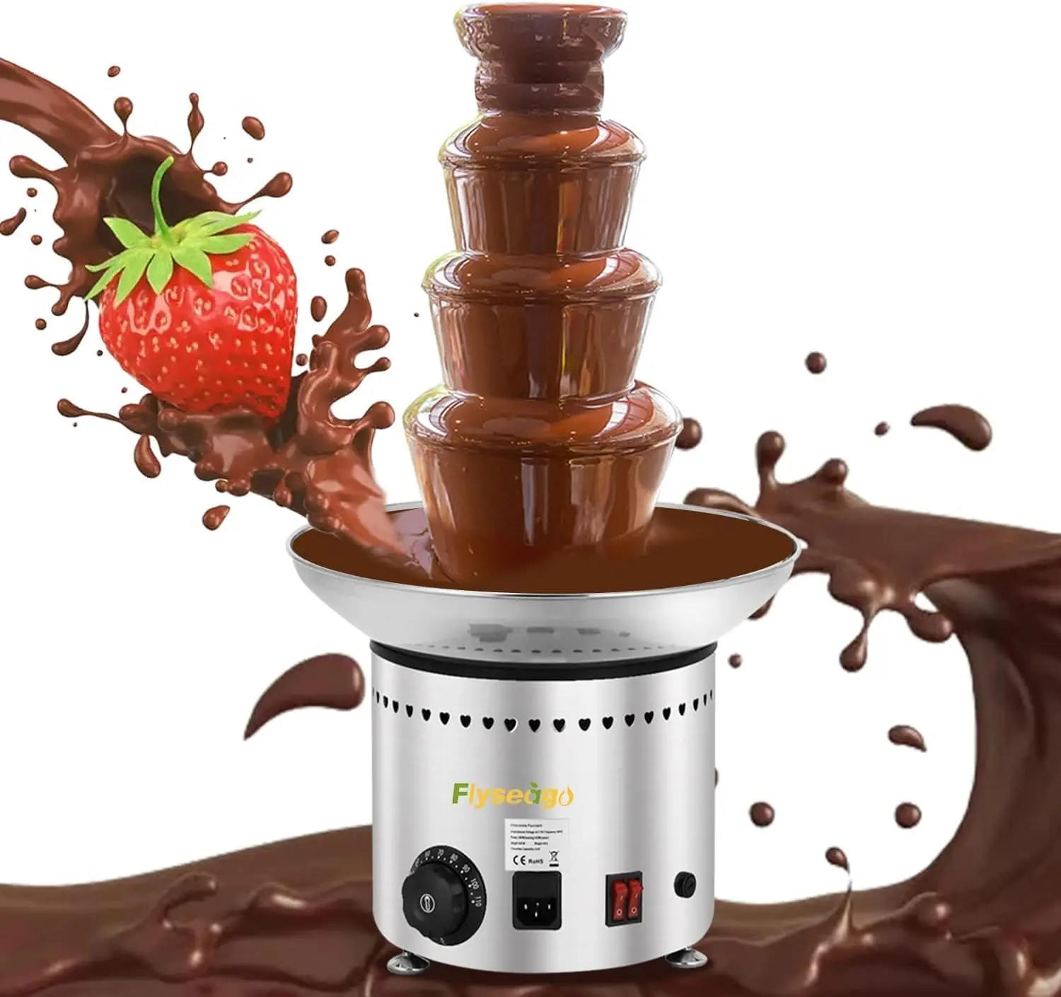 Chocolate Fountain 4 Layers 11Lbs Large Chocolate Fondue Tower Stainless Steel Hot Waterfall for Nacho Chee