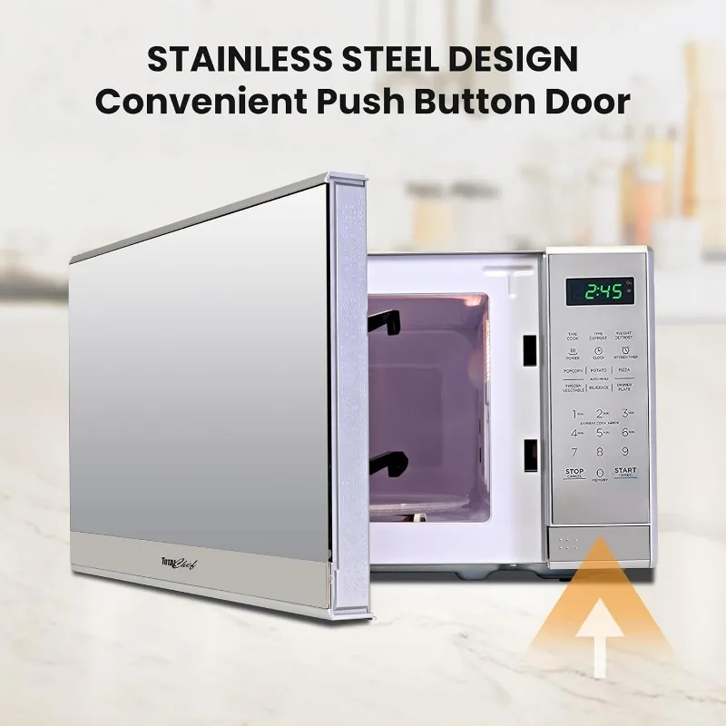 Compact countertop microwave, 0.7 cubic foot capacity, digital touch screen, one-touch button start, 6 preset cooking modes 4