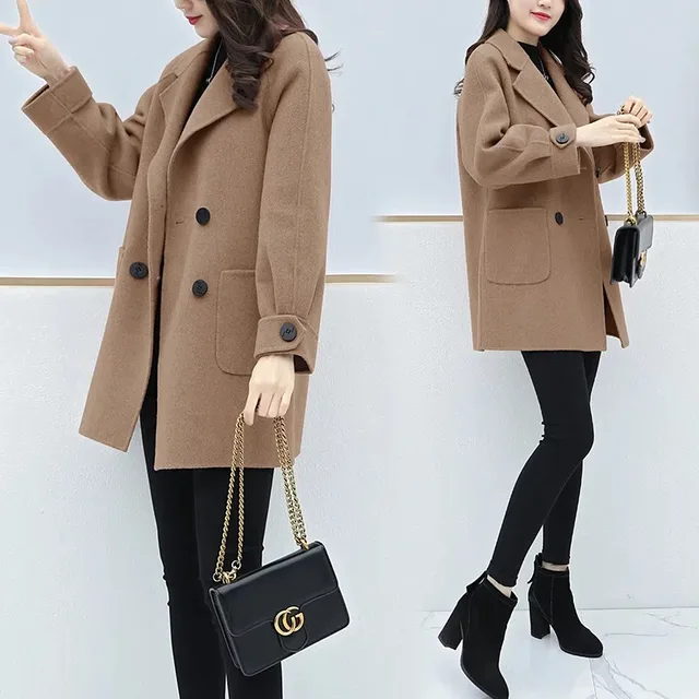 Plus Size Women's Loose Fit Mid-Length Woolen Coat Autumn Winter New Style plus Size Slimming Coat Pure Color Casual Style Lo... 2