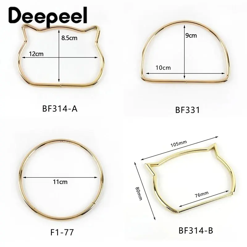 4Pcs 75/100/120mm Metal Bag Handles O Ring Handbag Purse Frame Decor Handle DIY Sewing Brackets Kiss Clasp Framework Hardware