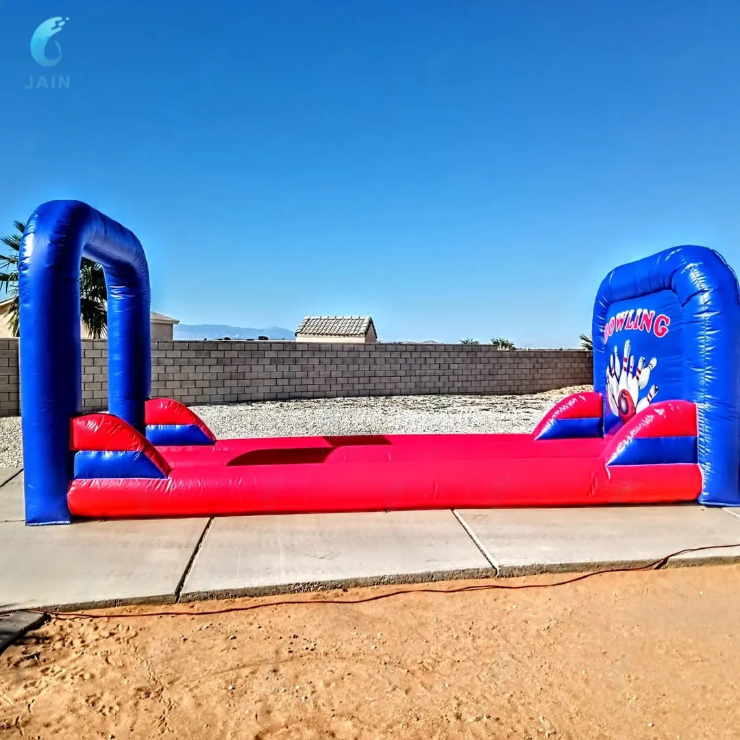 Large Carnival Game Inflatable Bowling Alleys Double Inflatable Bowling Lane with Pins for Kids and Adults for Party 6m