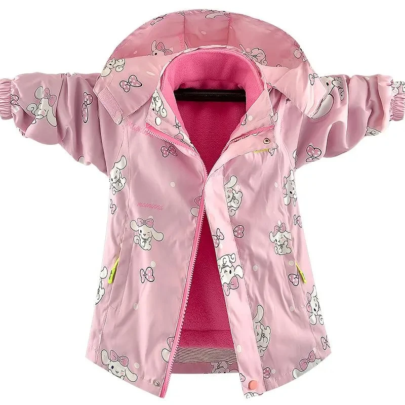 Kuromi Jacket Anime Cinnamoroll Polarized Kids Hooded Cartoon Detachable Casual Top Girl