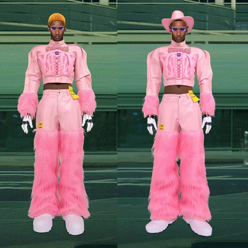 Pink Gogo Dancer Costume Adult Drag Queen Costumes Futuristic Clothing Music Festival Clothing