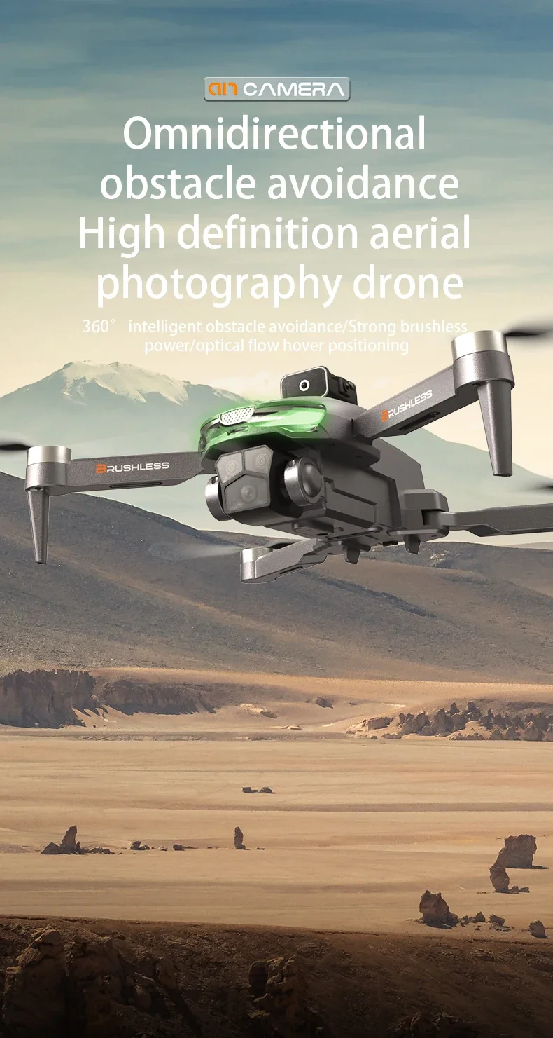 Dron sin escobillas de alta definición para fotografía aérea, cuadricóptero plegable para evitar obstáculos, avión de control remoto, juguete para niño