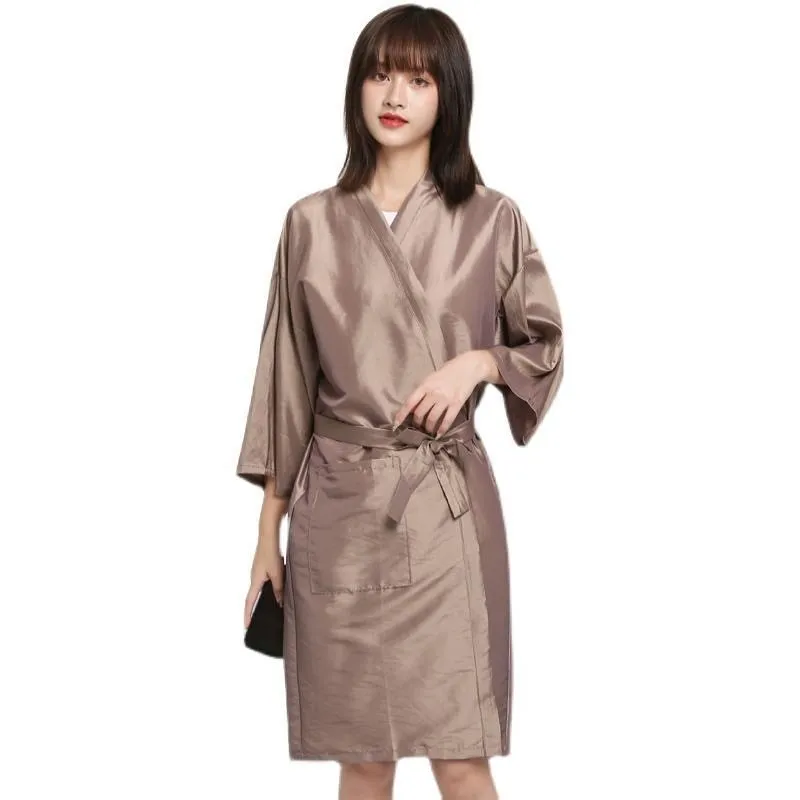 Barber Shop Ironing Dyeing Guest Robes Beauty Hair Care Waterproof And Breathable Long Robes Hair Cutting Aprons Home Clothing 2