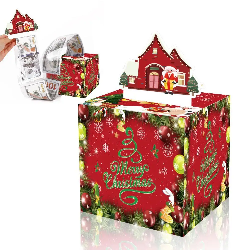 

Рождественская Подарочная коробка «сделай сам», складная бумажная коробка, копилка на день рождения, свадьбу, сюрприз, прыгающая коробка, красный конверт, Подарочная коробка, набор