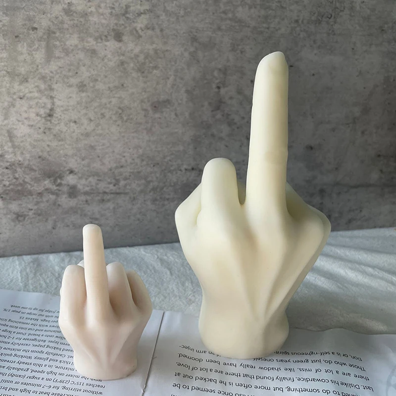middle finger shaped gesture scented candles