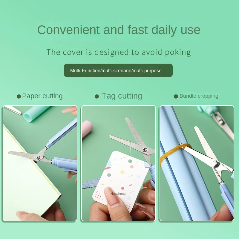 Stationery Scissors 1Pcs Multifunctional Folding Pen Scissors Stainless Steel Blade Children's Mini Portable Paper Cutter