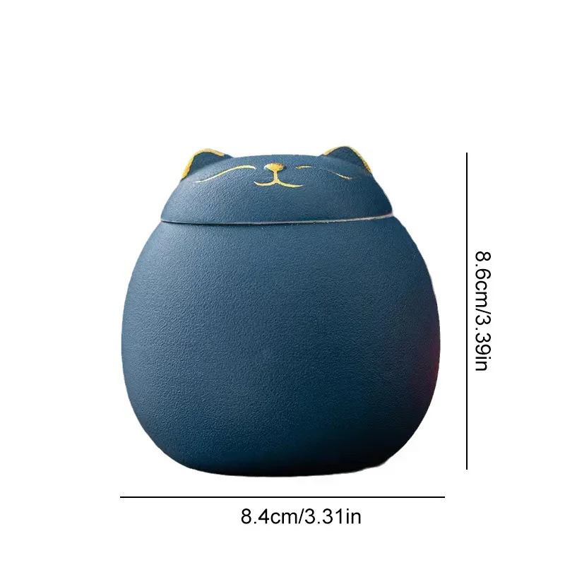 Tea Tin Box Tea Canister Ceramic Storage Jar Airtight Container Ceramic Tea Cans Creative Cute Lucky Cat Storage Jar Household Sealed Moisture Proof Candy Tea Cans