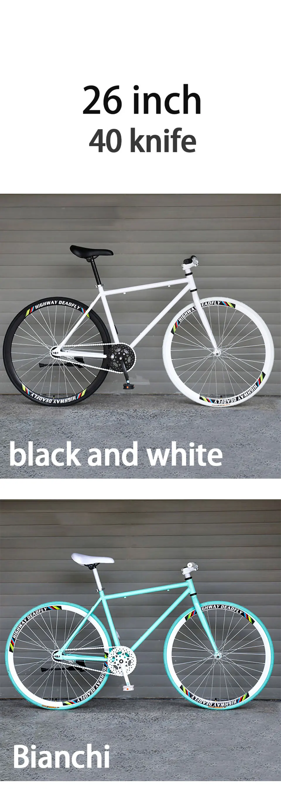 Fixed Gear Bike Road Racing High Carbon Steel Frames Bicycle 26 Inch