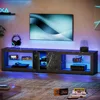 TV Stand for 75/85/86 inch TVs, LED Gaming Entertainment Center for PS5 with Storage Cabinet &Adjustable Glass Shelves 3