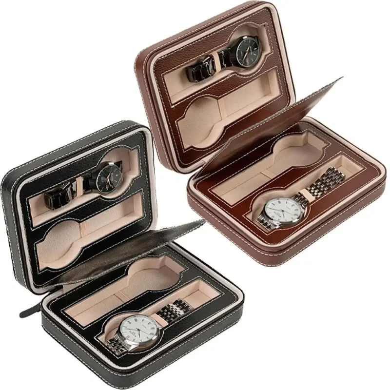 New Travel Dustproof Embedded Watch Box Zipper Portable PU Leather Storage Case Watch Display Box For Trips And Gift Storage Bag watch storage box watch storage bag watch storage pouch