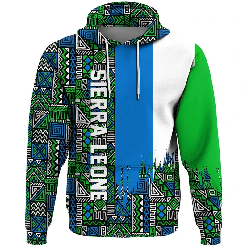 thumbnail image 1 of Sudadera con capucha unisex de manga larga con estampado 3D de la bandera nacional de Sierra Leona, informal, de calle, de gran tamaño, para primavera, 1 of 5