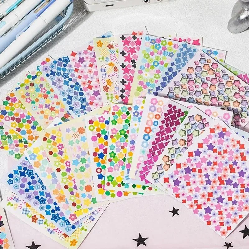 Mini Deco Die-Cut Sticker Book Starstorm Series 24pcs Scrapbooking Stickers for Journaling DIY Phone Case Decor Gift for Girls