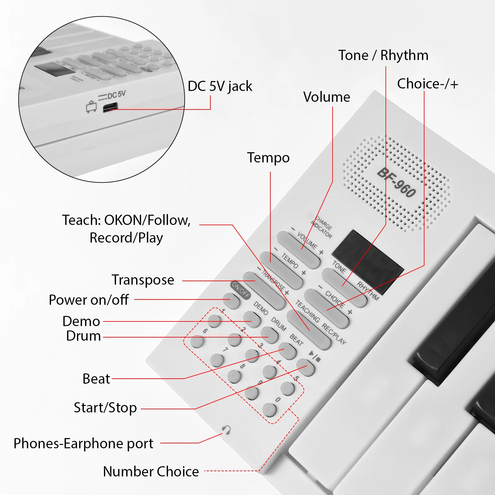 61-Key Foldable Electronic Piano Multifunctional Electronic