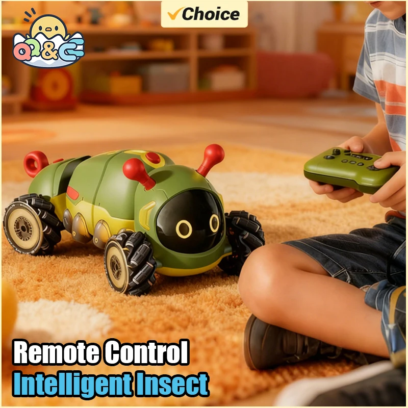 Plastic 4WD RC Insect Stunt Car with Spray Light for Kids