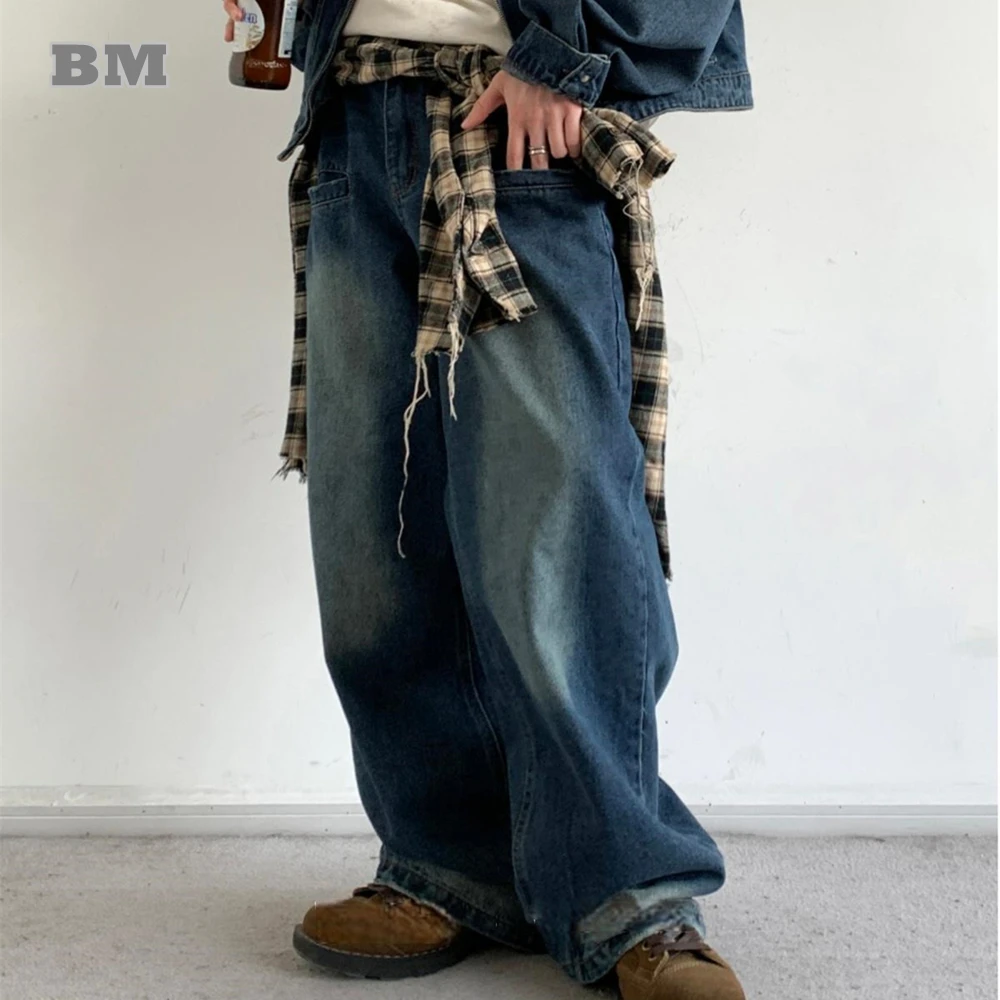 

Korean Fashion Streetwear Hip Hop Jeans For Men Women Clothing Distressed Denim Cargo Pants Kpop Trend Trousers Harajuku Jeans
