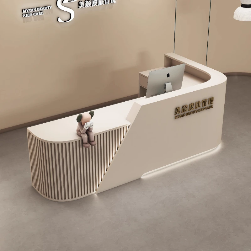 

Checkout Supermarket Reception Desk White Modern Table Beauty Reception Desk Cashier Comptoir De Caisse Boutique Shop Furniture