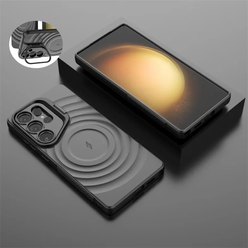 Luxury Magnetic Folding Lens Holder Case with Ripple Design - Matte Soft Cover