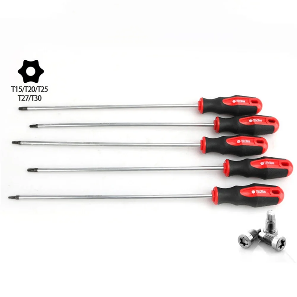 

400mm T15 T20 T25 T27 T30 Torx Screwdriver Magnet Alloy Steel Head Rubber Non Slip Handle Magnetic Tip Hex Socket Medium Hole