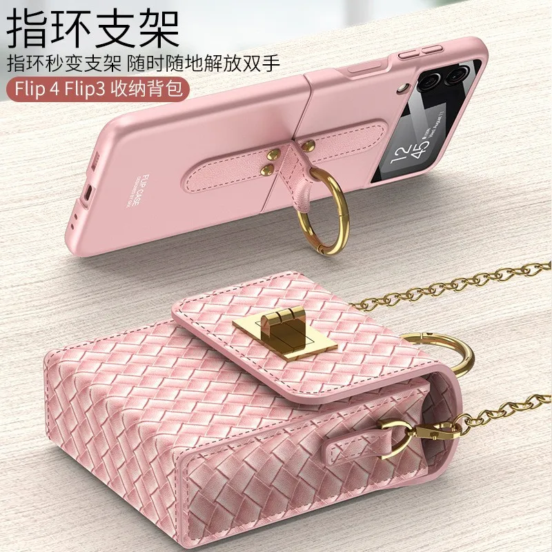 

With Card Slot Pocket Lanyard Finger Ring Case for Samsung Galaxy Z Flip 4 3 Case and Case Pouch for Motorola Razr 2022 Case