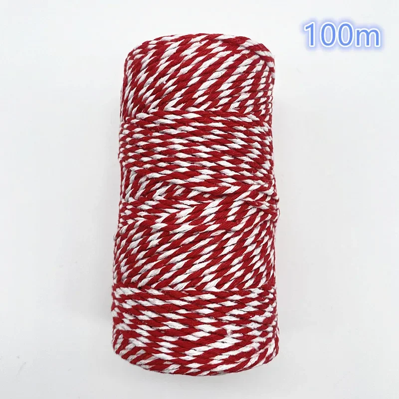Double Colour Cotton Cord 10Yard 2mm Home Decoration Handmade Christmas Gift Wrapping Craft DIY Gift Wrapping cotton rope
