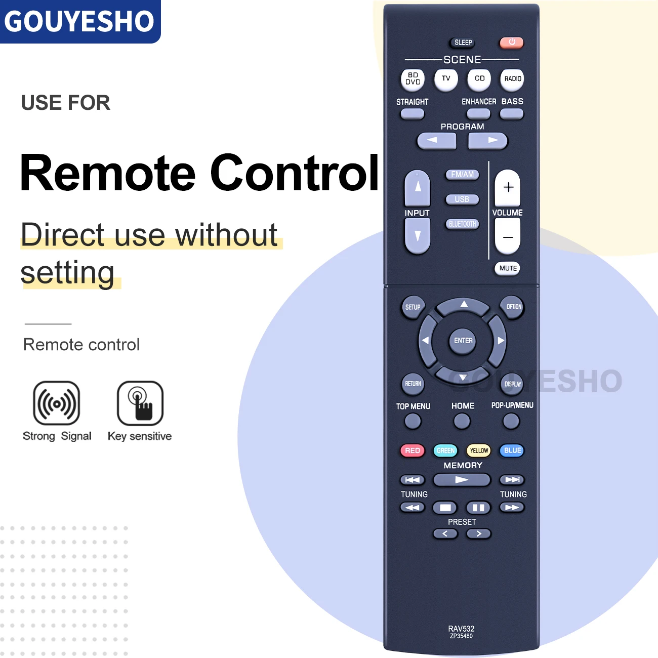 

RAV532 ZP35480 Remote Control for Yamaha AV Receiver RX-V383 RXV383 RX-V383BL
