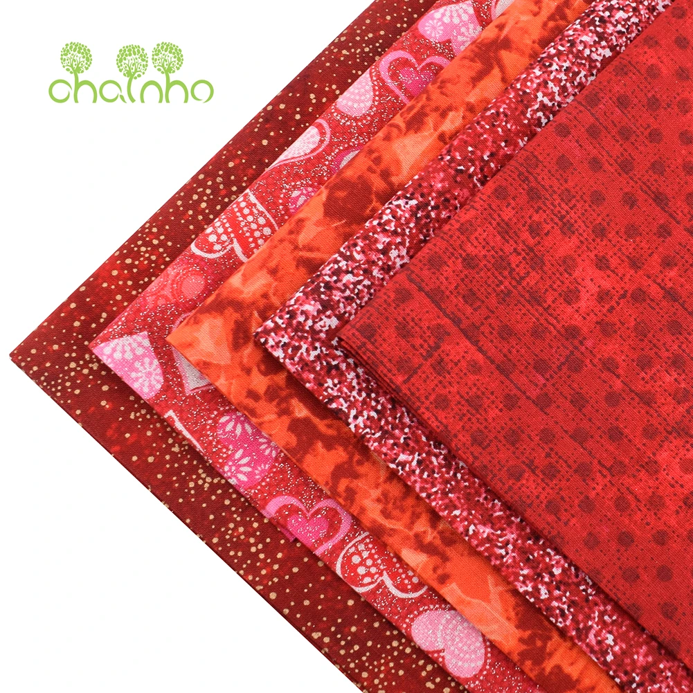 Chainho,Plain Cotton Fabric,Red Patchwork Clothes,Bronzing Series Of Handmade DIY Quilting & Sewing Crafts,Cushion,Bags Material images - 6