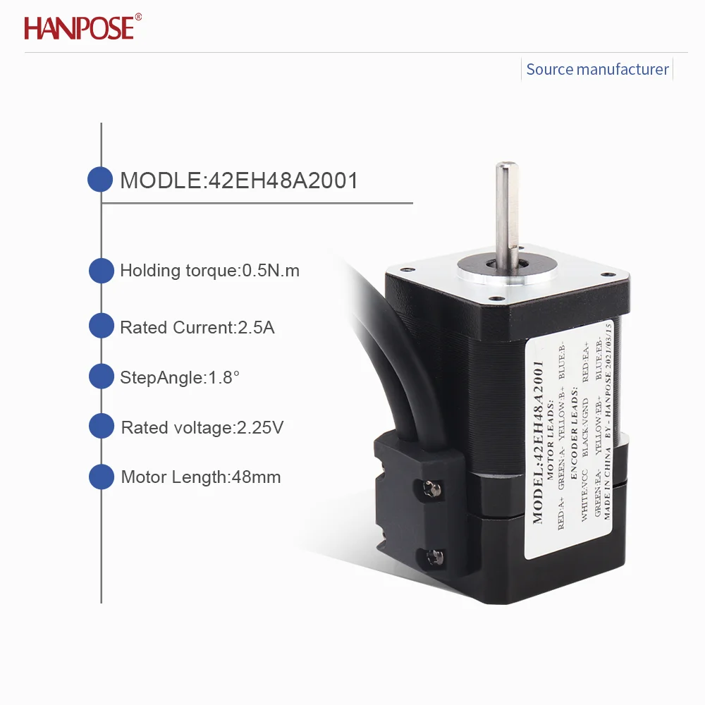 폐쇄 루프 스테퍼 모터 NEMA17 42EH48A2001 2.5A 2.25V 실시간 좌표 판독, 스텝 손실 없음, 안정적인 작동