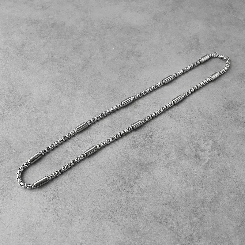 Silver Color Round Box Chain, 5mm Stainless Steel Unisex Necklace - 24 Inch