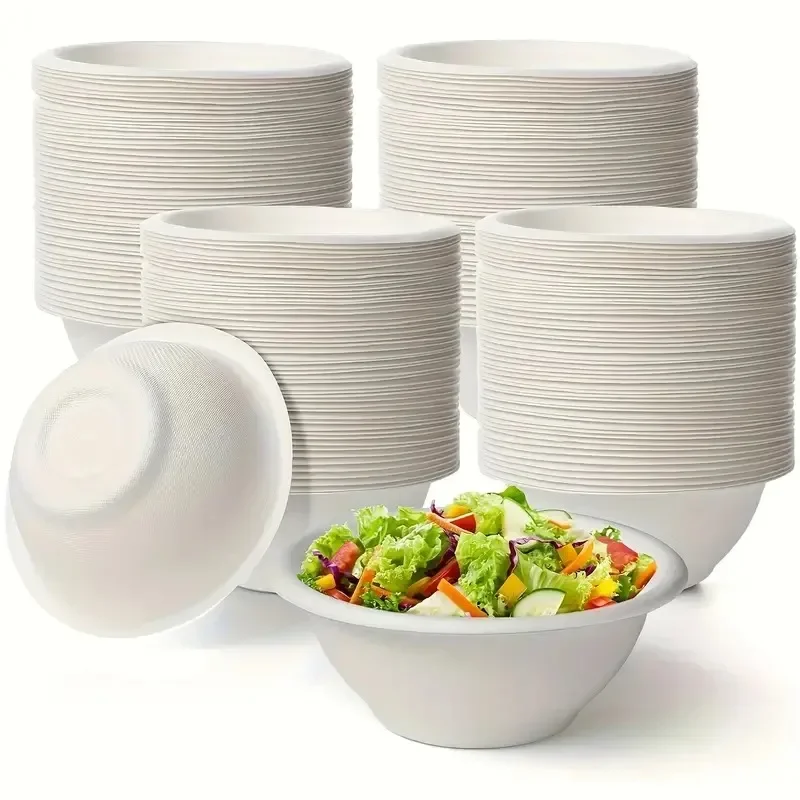 25PCS Disposable Paper Bowls Party Safe Disposable Food Container Yogurt Dessert Oatmeal Salads Fruits School Office Outdoor