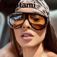 Lunettes de soleil ovales vintage surdimensionnées pour hommes et femmes, UV400, verres dégradés verts et bruns, à la mode et élégantes, nouvelle collection 4