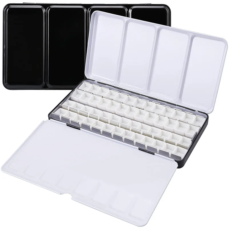 Empty Metal Watercolor Tin Palette Box With 14/26/52pcs Detachable Empty Watercolor Half Pans For DIY Travel Watercolor Palette 3