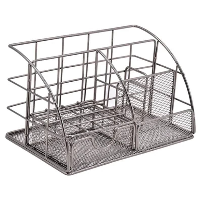 Stationery Organizer Fashion Iron Mesh Desk Pen Holder with Drawer