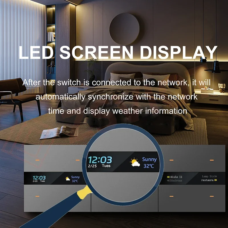 Tuya Smart Zigbee Switch With Weather time display Human body induction function 4 Gang Wall Light Button Switch remote control smart switch smart wall switch smart light switch wifi switch smart wifi switch wireless switch light sensor switch