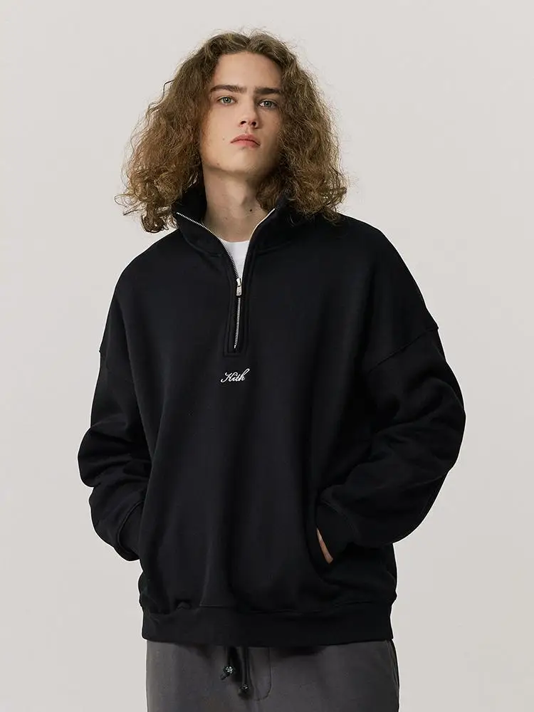 KITH American Sle Fce Lined Hoodie f Zip Autumn Winter ex Jaet Heavyweight Couple Outwear Casual Cotton Sweatirt