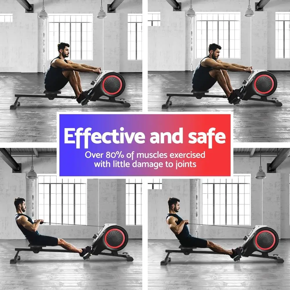 Magnetic Rower 16 Resistance Levels Foldable Design Compact Durable Full-Body Workout Gym Cardio