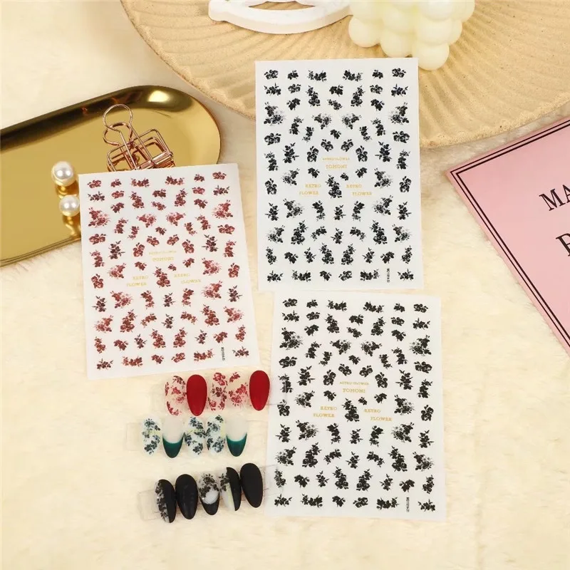 New Cute Butterfly Football Nail Stickers Black White Line Decals 3D Nail Art Decoration Cute Cartoon Sliders Summer Manicure 3