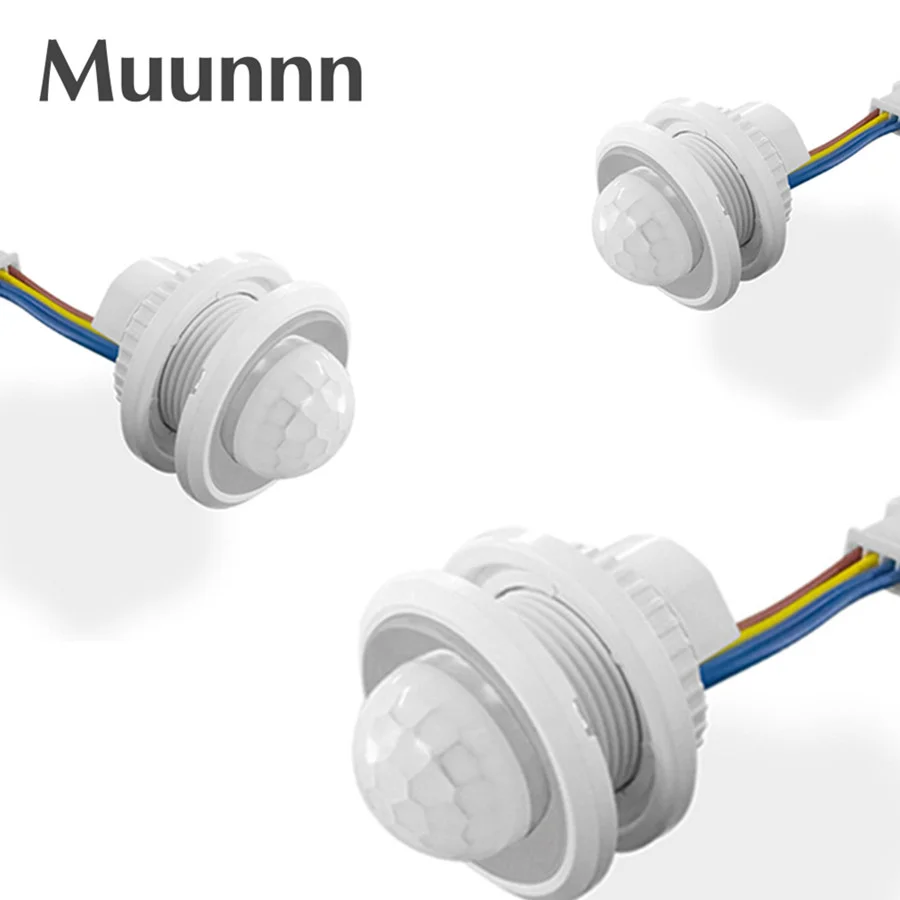 Motion Sensor Muunnn AC85V-265V LED PIR Adjustable Delay Embedded Human Body Infrared Detector Switch