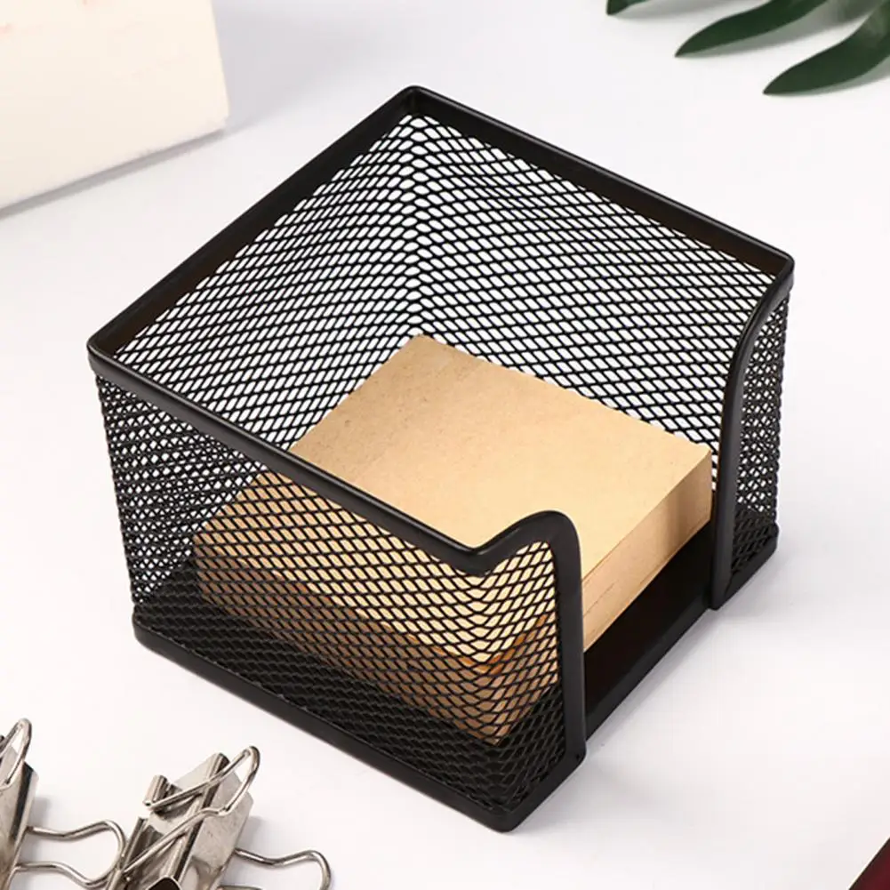 Pen Holder Stationery Organizer Office Stationery Desk Organizer Mesh Collection Pen Holder Note Pad Organizer Box Black Heavy Duty Metal Sticky Note Container