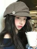 Retro Japanese Sle Pleated Cloud Beret Hat Women Large Head Size Face Slimming Briti Sle Painter Caps Trendy Faion Ac...