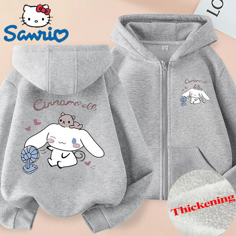 

Cute Sanrio Cinnamoroll Hoodie Autumn Winter Keep Warm Jacket Fit Adult Child Parent-child Clothing Coat Girl Xmas Birthday Gift