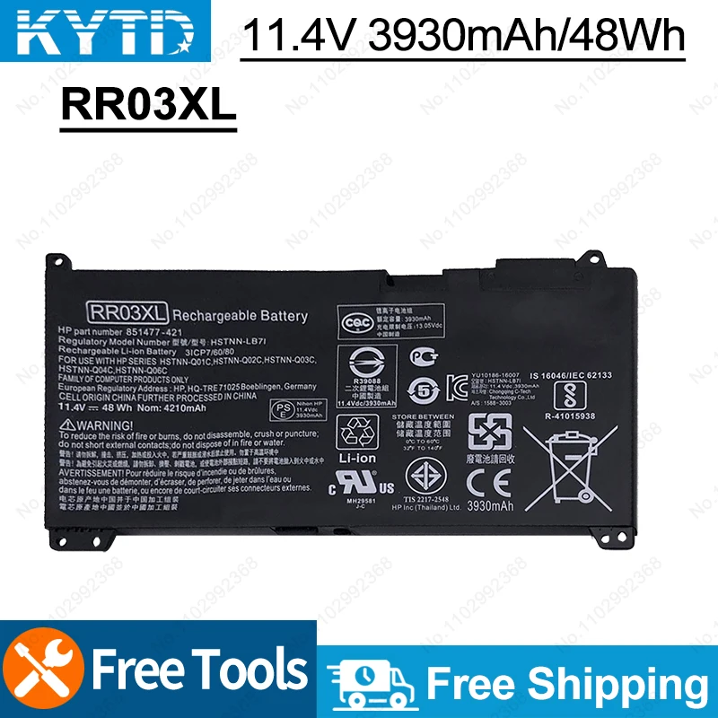 

KYTD NEW RR03XL Laptop Battery For HP ProBook 430 440 450 455 470 G4 G5 HSTNN-PB6W HSTNN-UB7C HSTNN-LB71 851477-832 11.4V 48WH