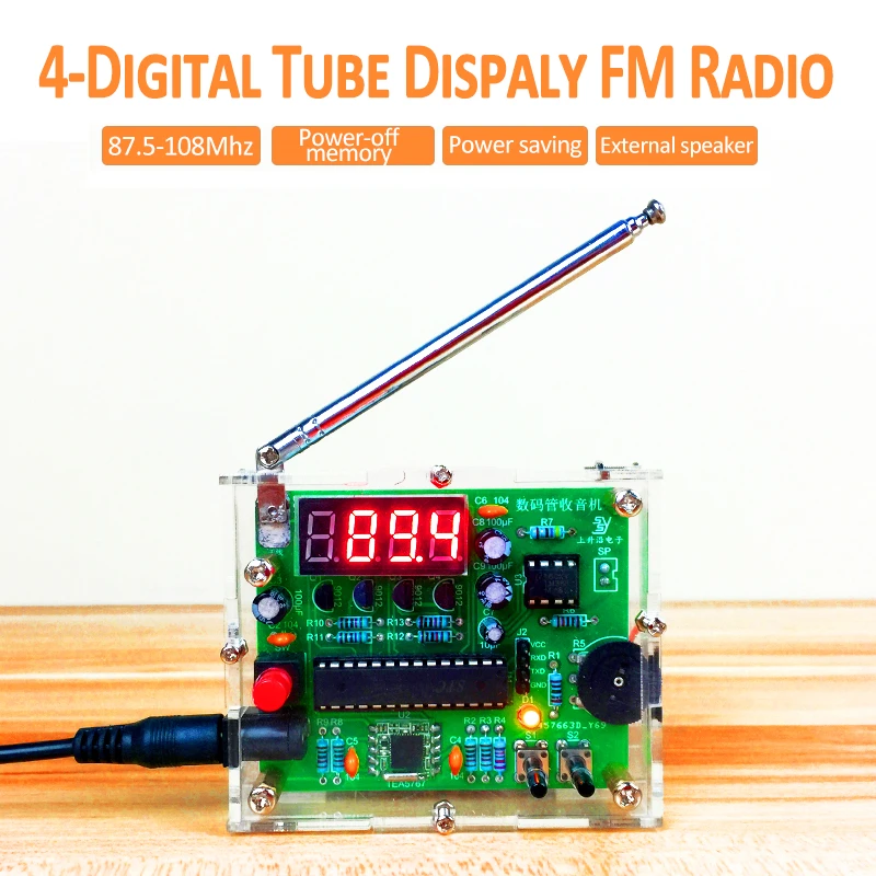 4 Digit TEA5767 FM Radio DIY Kit FM Radio Receiver 87.5 108MHz