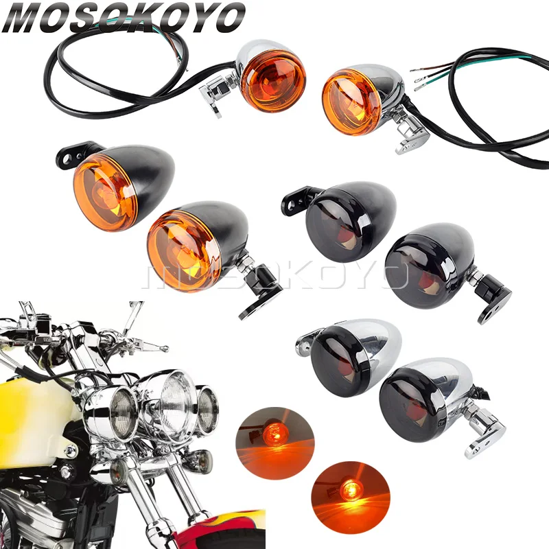Front Turn Signals Bullet Indicator Light For Harley Dyna Softail Low Rider FXRS FXLR FLSTS Heritage Springer Sportster Custom