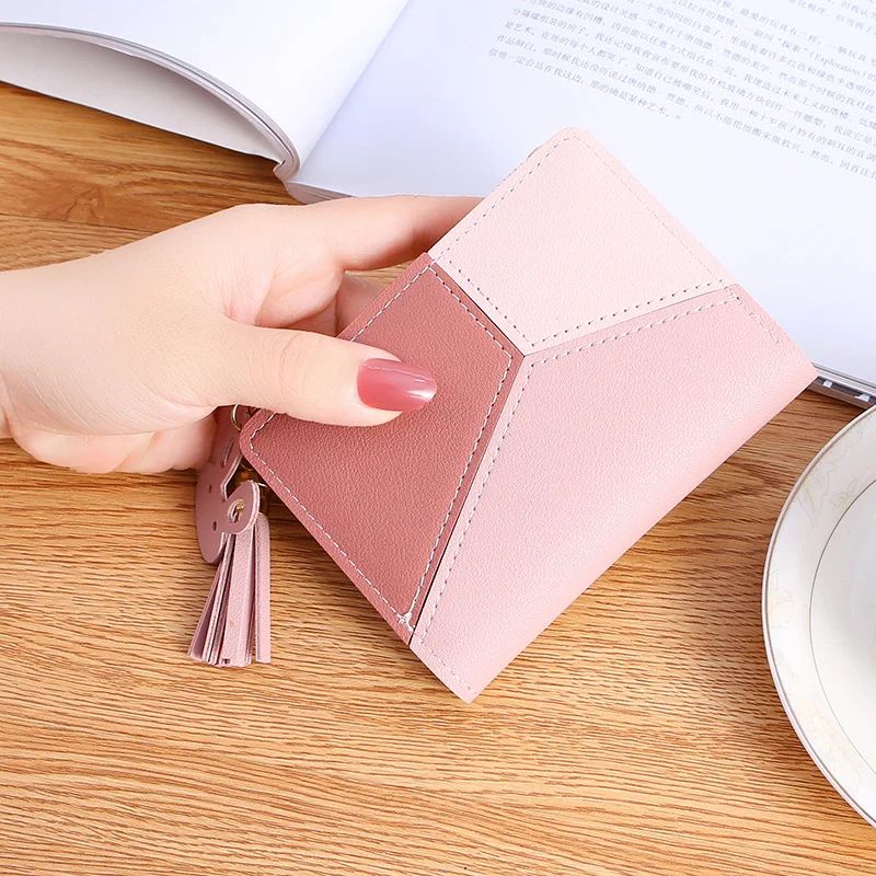 

Fashion Tassel Women's Short Wallet PU Leather Zipper Female Coin Purse Foldable Card Holder Mini Ladies Money Wallet