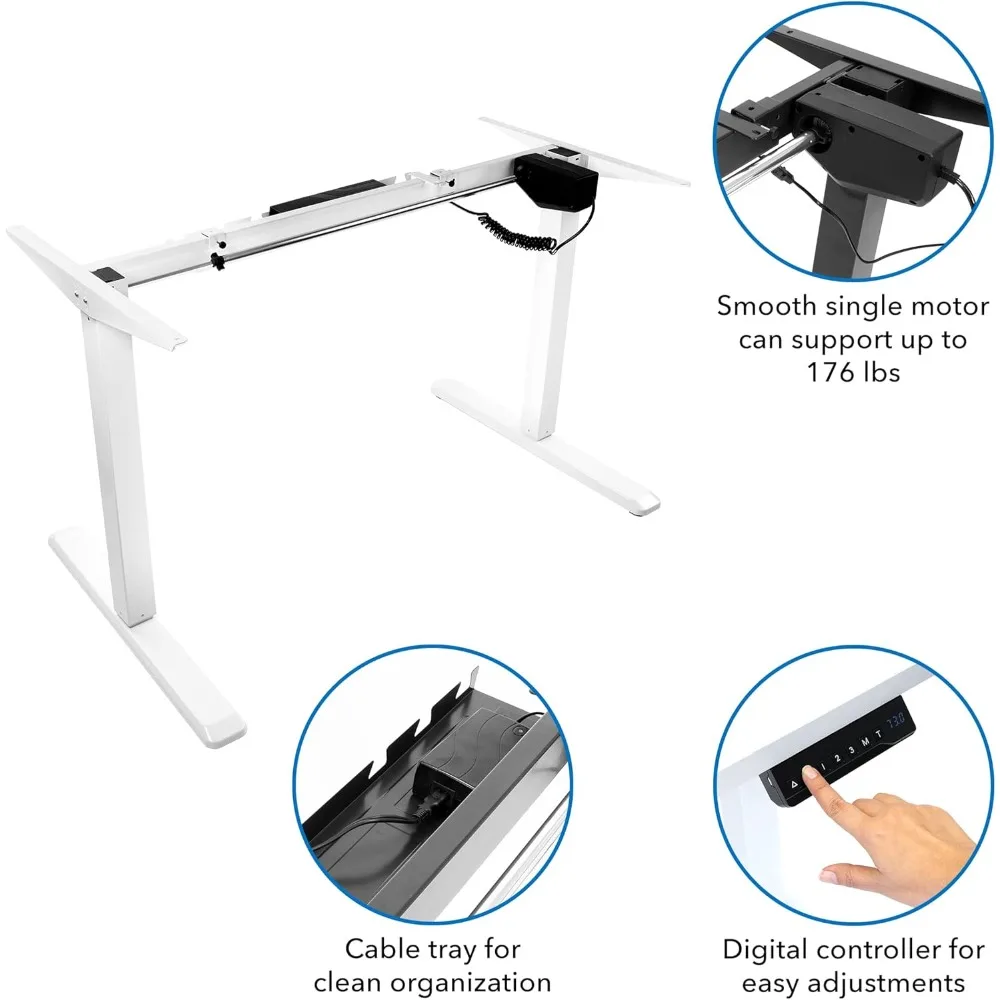 "motorized adjustable height desk frame | electric sit-stand desk base with controller"
