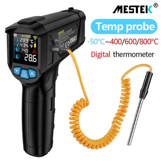 Mestek -50 ~ 800 Celsius Digitális Infravörös Hőmérő Hőmérséklet -Mérő Nem Érintkezőképességű Ir Pirométer Hőelem Páratartalom Termométer